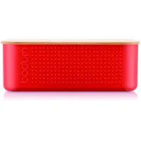 Bodum 11740-04 Bistro Brotdose, klein, Deckel aus Bambus, 19 cm x 29 cm x 11 cm, Rot