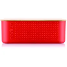 Bodum 11740-04 Bistro Brotdose, klein, Deckel aus Bambus, 19 cm x 29 cm x 11 cm, Rot