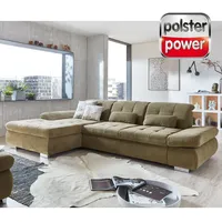 polsterpower Ecksofa - olivgrün - mit Funktionen - Canapé links Sofa