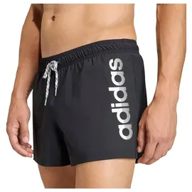 adidas Logo Stretchy Knit 3 Inch Swimwear, Black/White, S