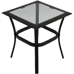 DEGAMO Beistelltisch ZAGREB 46x46x48cm, Stahl schwarz + Glas grau getönt