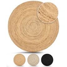 carpetfine Nele beige (natur), H:6mm Ø:60cm, Jute, Teppiche, Teppich, geflochtener Wendeteppich aus 100%Jute, in rund und oval, viele Größen