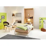 Priess Schrankbett PRIESS "Ancona", braun (struktureichefarben hell), H:211cm, Schrankbetten, mit Regal und LED-Beleuchtung