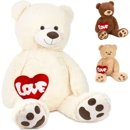 Brubaker XXL Teddybär 100 cm mit Love Herz Stofftier Plüschtier Kuscheltier