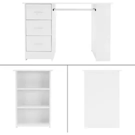 ML-Design Schreibtisch mit 3 Schubladen, 3 Regale Tastaturauszug, 110x49x75 cm, Weiß, Stauraum, 3 Ablageflächen - Weiß