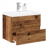 vidaXL Waschbeckenunterschrank mit Einbaubecken Altholz-Optik
