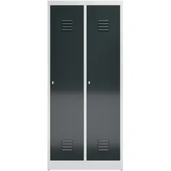Spind Garderobenschrank 2 Abteile mit S/W-Trennung 1800 x 800 x 500 mm lichtgrau/anthrazitgrau X-515128