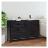 vidaXL Sideboard Schwarz 110x35x70 cm Massivholz Kiefer