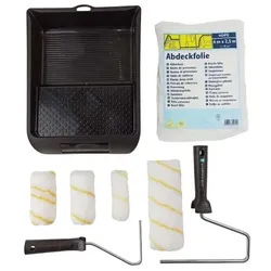 Scorprotect® Renovierer-Maler-Set 8-teilig mit Farbroller, Farbwalze, Farbwanne und Folie