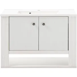 Home Affaire Waschtisch HOME AFFAIRE "WESTMINSTER, Waschbeckenunterschrank inkl. Waschbecken, Metallgriffe", weiß (pinie weiß dekor), B:80cm H:58cm T:46cm, Waschtische, Waschtisch, in 2 Farben verfügbar, hängend, inkl. Waschbecken, Breite 80 cm