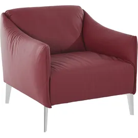W.Schillig Cocktailsessel "sally Designsessel, Loungesessel", rot (ruby rot z59), B:84cm H:78cm T:84cm, Longlife Xtra-Leder Z59: Glattleder mit modischer Prägung. Hautstärke 0, 9 - 1, 1 mm., Sessel, Cocktailsessel, mit Metall-Winkelfüßen in Chrom glänzend
