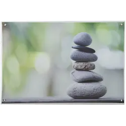 Garten Poster STEINE - Dekobild - 60 x 90cm - 4 Edelstahlringe - für Außen