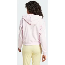 adidas Damen Essentials 3-Streifen French Terry Kapuzenjacke - Clear pink/white XS