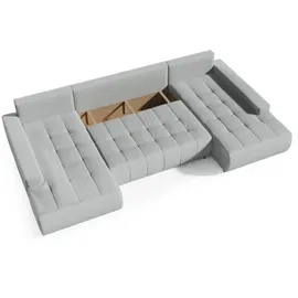 Fun Möbel Wohnlandschaft Sofa mit Schlaffunktion VOGAR Stoff Monolith Honiggelb - Gelb