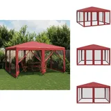 Vidaxl - Partyzelt mit 8 Mesh-Seitenteilen Rot 4x4 m hdpe - Partyzelt - Partyzelte - Faltzelt - Zelt