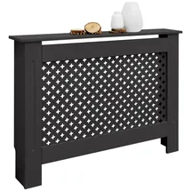 ECD Germany Heizkörperverkleidung Wabenmuster 112x19x82 cm Schwarz MDF