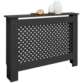 ECD Germany Heizkörperverkleidung Wabenmuster 112x19x82 cm Schwarz MDF
