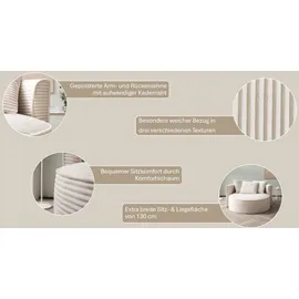 LeGer Home by Lena Gercke XXL-Sessel "ISALIE, Rundsessel mit Hocker, Lesesessel, Loveseat, Big-Sessel", beige (creme), B:153cm H:98cm T:208cm, LEGER HOME BY LENA GERCKE, Sessel, XXL-Sessel, trendige Stoffe, 3 Zierkissen, große Sitzfläche, Cord, Samt, Bouclé