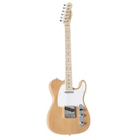 J & D J&D TL Natural E-Gitarre, T-Style, Erle-Korpus, Ahornhals, 22 Medium-Bünde, Ceramic Single-Coil-Tonabnehmer, Chrom-Hardware, Natural-Finish, Ideal für Einsteiger und Fortgeschrittene