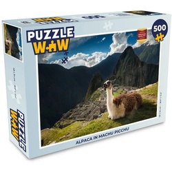 MuchoWow Puzzle Alpaka in Machu Picchu, 500 Puzzleteile, Foto-Puzzle, Bilderrätsel, Puzzlespiele, Spielzeug bunt