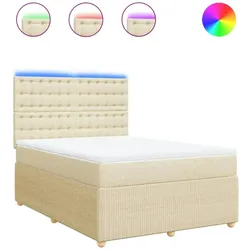 vidaXL Boxspringbett mit Matratze Creme 160x200 cm Stoff