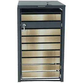 Mendler Mülltonnenverkleidung HWC-J81 68 x 117 cm gold