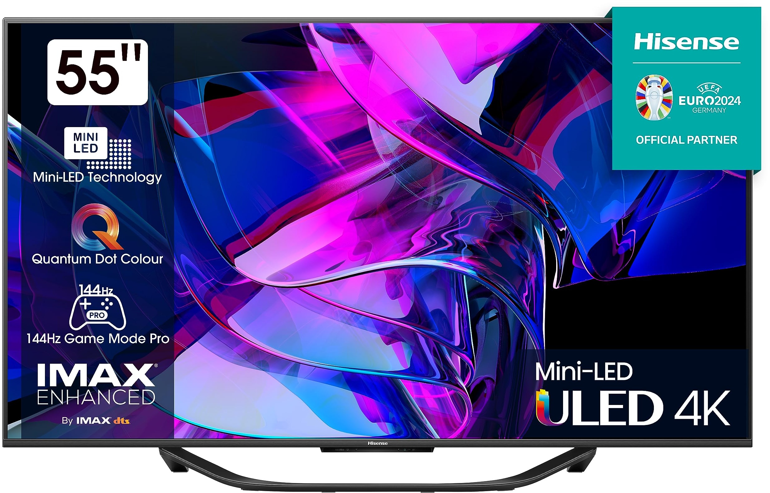Hisense 55U7KQ 139 cm (55 Zoll) Fernseher 4K Mini LED ULED HDR Smart TV, Quantum Dot, 120Hz, HDMI 2.1, Game Mode Pro, Dolby Vision IQ & Atmos, Bluetooth, Alexa Built-in, Anthrazit [2023]