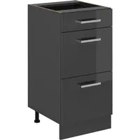Vicco Küchenunterschrank R-Line, Anthrazit Hochglanz/Anthrazit, 40 cm mit Schubladen,