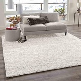 VIMODA Teppich Prime Shaggy Hochflor Einfarbig Weiss Creme Weich für Wohnzimmer, Schlafzimmer, küche, Maße:140x200 cm