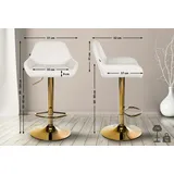 CLP 2er Set Barhocker Braga Gold Kunstleder weiß