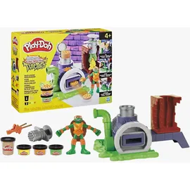 PLAY-DOH Teenage Mutant Ninja Turtles Pizza Spielset mit Pizzaofen, 4 Dosen Knete und Action-Figur