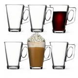 vienberg Tee Gläser mit Henkel | 250ml Teegläser, Kaffeegläser | Cuppuccino latte macchiato Glas Tasse | Glühweingläser | Trinkglas Teegläser mit Henkel | Made in Europa (6)