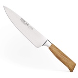 Burgvogel Solingen Kochmesser 20 cm geschmiedet Olivenholz, Oliva Line, rostfrei, deutsches Küchenmesser, hell, scharf, braun beige, 6860.926.20.0