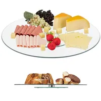 Relaxdays 2 x Servierplatte drehbar, Silber,Transparent