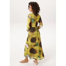 Aniston CASUAL Maxikleid mit großflächigen Sonnenblumen Braun/Grün/Schwarz 36