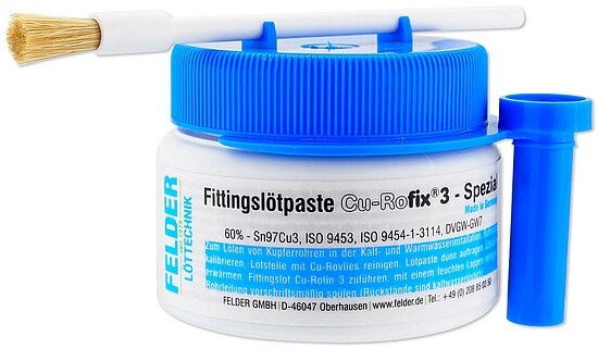 FELDER Fittinglötpaste Cu-Rofix®3 Spezial - 250g-Dose mit Pinsel - 29760551 ** 100g/7,00 EUR