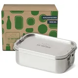 Eco Brotbox Lunchbox Yogi+ Edelstahl | Auslaufsichere Lunchbox mit Fach | Schadstofffrei | Auslaufsicher durch Silikonring | Spülmaschinengeeigne | Für Schule