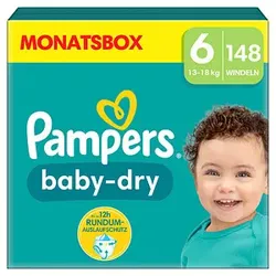 Pampers® Windeln baby-dryTM Monatsbox Größe Gr.6 (13-18 kg) für Kids und Teens (4-12 Jahre), 148 St.