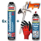 SET SOUDAL Profi Montageschaum B1 Pistole Schwerentflambar plus Arbeitshandschuh