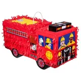 Boland Pinata Feuerwehrauto Piñata, Gibt Deiner Party ein schlagendes Argument: Figur zum Befüllen mit rot