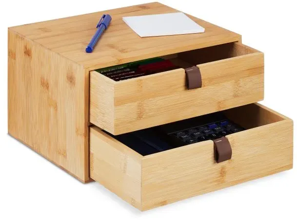 Relaxdays Schreibtisch Organizer mit Schubladen Dunkelbraun,Hellbraun