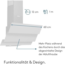 Wiggo B643 Dunstabzugshaube 60cm kopffrei I Abluft Umluft Dunstabzug 615m3/h - Touch-Display 4 Stufen I Energieeffizienzklasse B Schräghaube inkl...