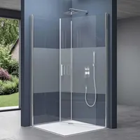 SoGood doporro Eck-Duschkabine 70x70x195cm Duschabtrennung Hebe- und Senkmechanismus Eckdusche ESG-Sicherheitsglas Milchglas Streifen
