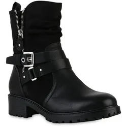 Damen Biker Boots in Schwarz