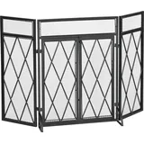 HOMCOM Funkenschutzgitter 3tlg. Kaminschirm aus Schmiedeeisen, Metall schwarz 120 x 79 cm, elegantes Design für sicheren Kamin   Aosom.de