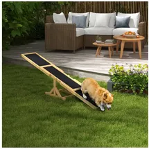 PawHut Hundewippe Hunde Agility Wippe Holz, Welpenspielzeug für große Hunde 180x30x30 cm