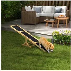 PawHut Hundewippe Hunde Agility Wippe Holz, Welpenspielzeug für große Hunde 180x30x30 cm