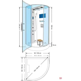 AcquaVapore D37-23R0 Dusche Duschtempel Komplett Duschkabine 100x100 OHNE 2K Scheiben Versiegelung