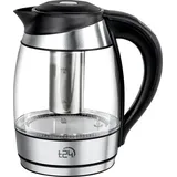 T24 Glas Wasserkocher, 1,8 L, Wasserkocher mit Teesieb, Wasserkessel 2200 Watt, LED Beleuchtung-Farbe je nach Temperaturwahl + BPA Frei, Kettle, Heißwasserkessel mit Wasserstandanzeige