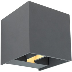 Außenwandleuchte anthrazit Fassadenleuchte LED Gartenleuchte Haustürlampe Aluminium, Lichtkegel verstellbar, 3W 290lm warmweiß, BxH 10x10 cm